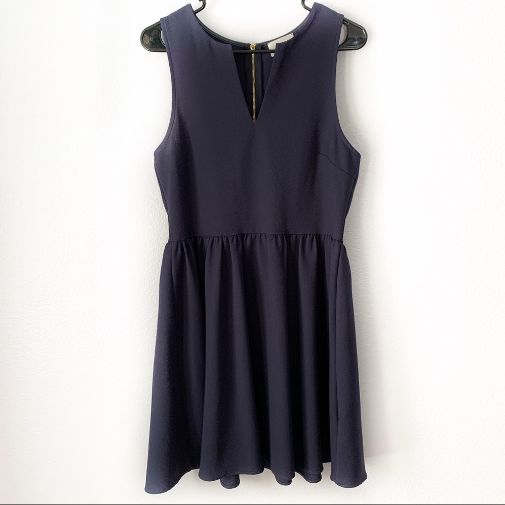 Everly Navy Blue V Dress